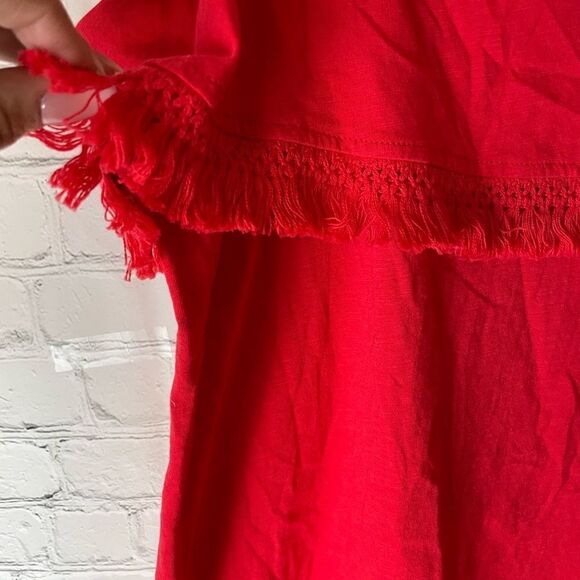 J.Crew Womens Size Small Fringe Knit Tank Top Red Sleeveless 100% Cotton - Picture 5 of 14